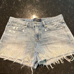 Lucky Brand Embroidered Distressed Jean Shorts